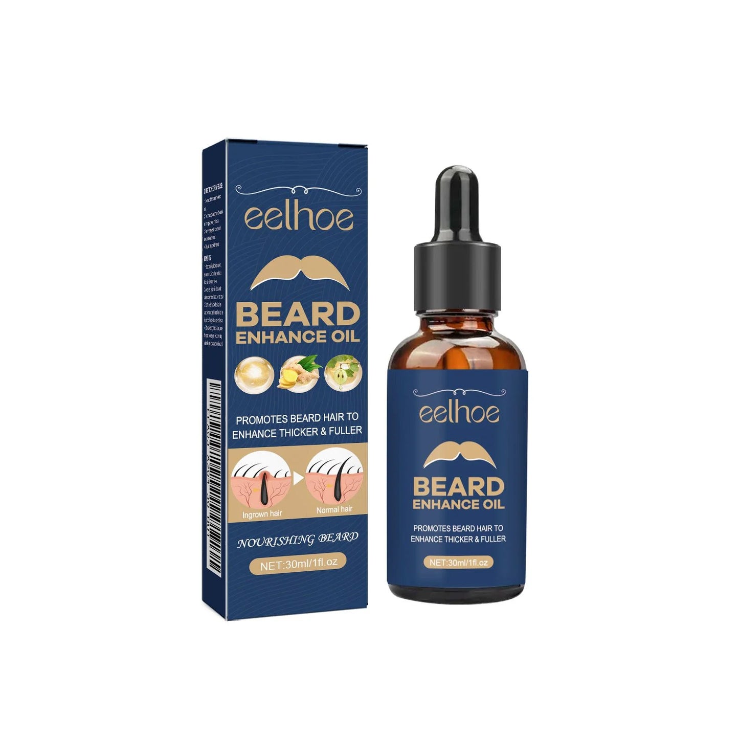 30ml Eelhoe Organic Beard Oil Follicle Activator Strong Roots Nourishing Growth Dense Hair Essence Hydrating Soft Shine Grooming