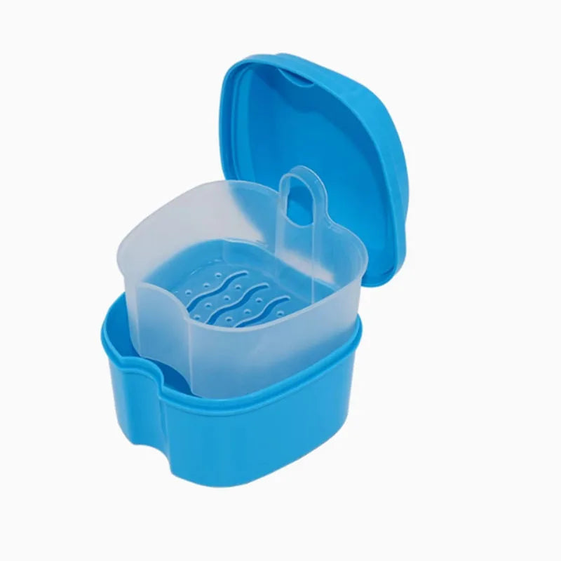 Denture Box Case Cleaning False Teeth Storage Box With Hanging Net Container Artificial Tooth Case Orthodontic Retainer Case