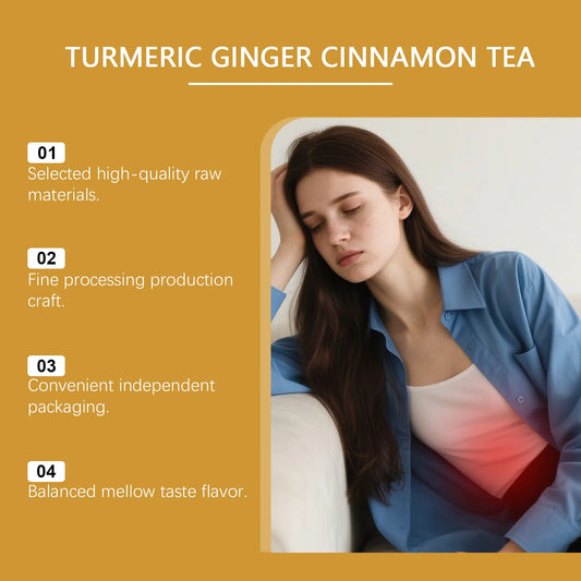 Turmeric Cinnamon Tea with Ceylon cinnamon, individual tea bags, sugar-free, warm and nourishing, a gentle daily drink.