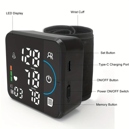Portable Wrist Blood Pressure Monitor for Intelligent and Precise Measurement Monitoring Blood Pressure and Health at Any Time