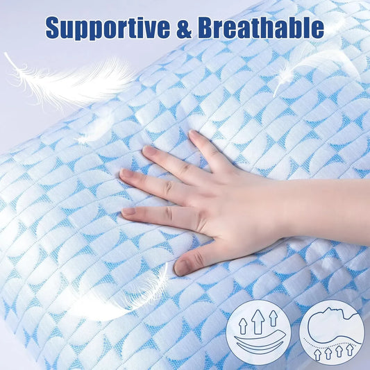 Shredded Memory Foam Pillows Queen/King Size Set of 2 Firm, Adjustable Cooling Pillow for Side Sleeper, Supportive Fluffy Pillow