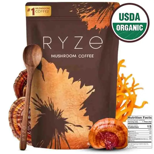 Organic Mushroom Coffee - Shiitake, Cordyceps, Supports Immune, Focus, Concentration, Stress, Digestion & Energy - 180 G