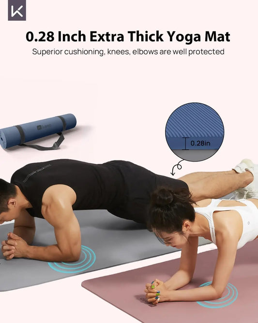 Extra Wide 32" Yoga Mat, 7mm Thick Non-Slip Eco-Friendly for Pilates and Fitness