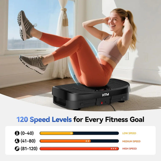 Vibration Plate Fitness Multi-Function Vibration Trainer 330lbs 120 Levels Whole Body Workout for Home Gym Muscle Relax Exercise