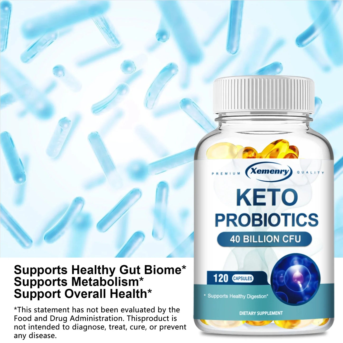 KETO Probiotic Capsules - Digestion & Gut Health, Supports Constipation, Gas & Bloating - 120 Capsules