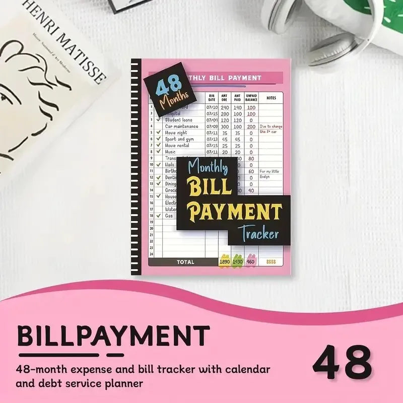 4-Year Monthly Bill Payment Tracker Notebook 960 Records Budget Planner Expense Journal for Home And Office