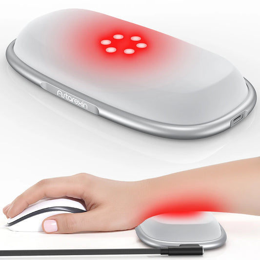 Red Light Therapy Mouse Wrist Rest - 660NM & 850NM Dual Band Infrared Light Relieve Wrist Pain