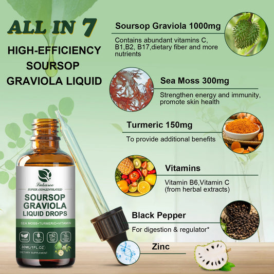 Soursop Graviola Extract Drops Support Immunity and Digestion ,Metabolism Health, Detox and Antioxidation Gluten-Free