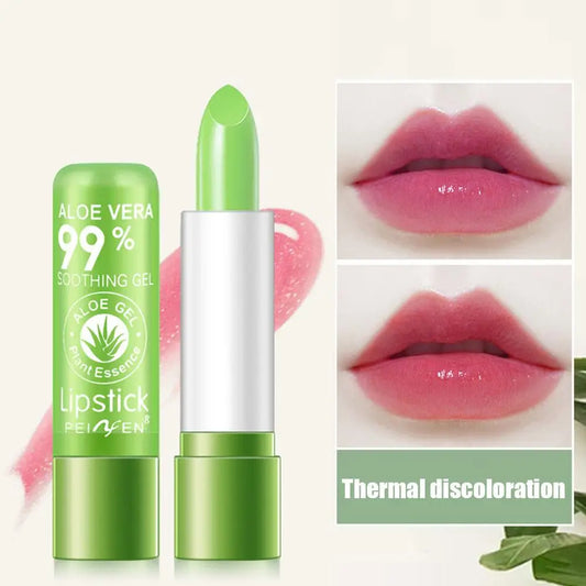 Moisturizing Aloe Vera Color-Changing Lipstick Temperature-Activated, Lip Balm for Nourishing, Anti-Drying, Exfoliating Lip Care