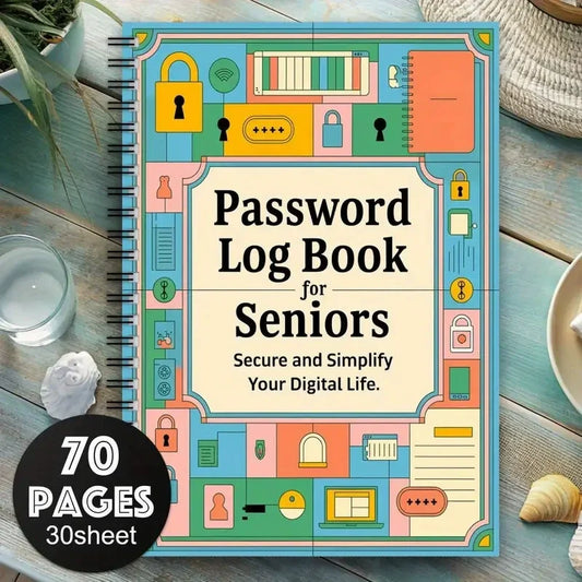 Secure Spiral Password Notebook for Seniors - Fun Log Book to Simplify And Organize Your Digital Life