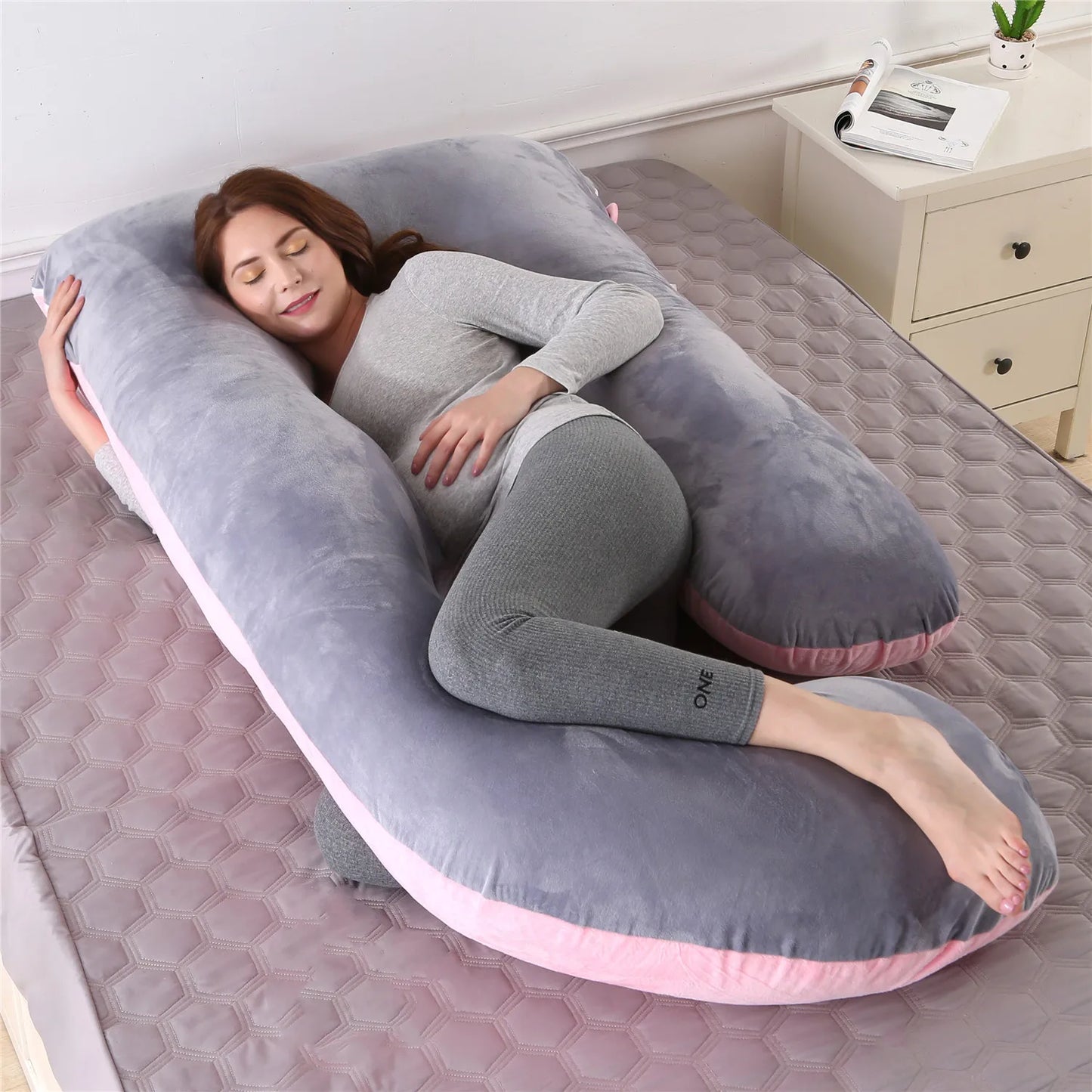 U Shaped Pregnancy Pillows with Cotton Removable Cover, Full Body Pillow Maternity Support,Must Have for Pregnant Women