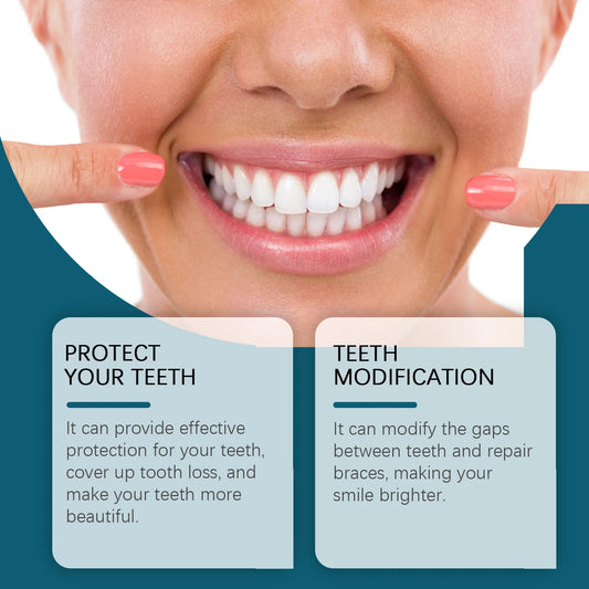 Moldable False Teeth Silicone Rline Dentures Veneers Teeth for Women Men Instant Smile Comfort Fit Upper and Lower Matching Set