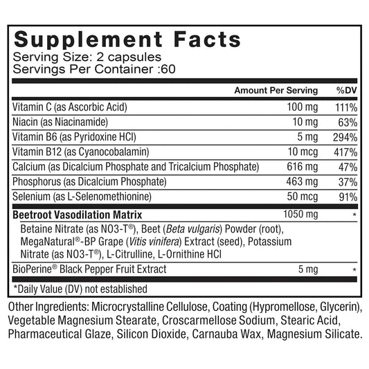 Beetroot - Maintain Healthy Blood Pressure, Improve Blood Circulation, Support Heart and Cardiovascular Health - 120 Capsules