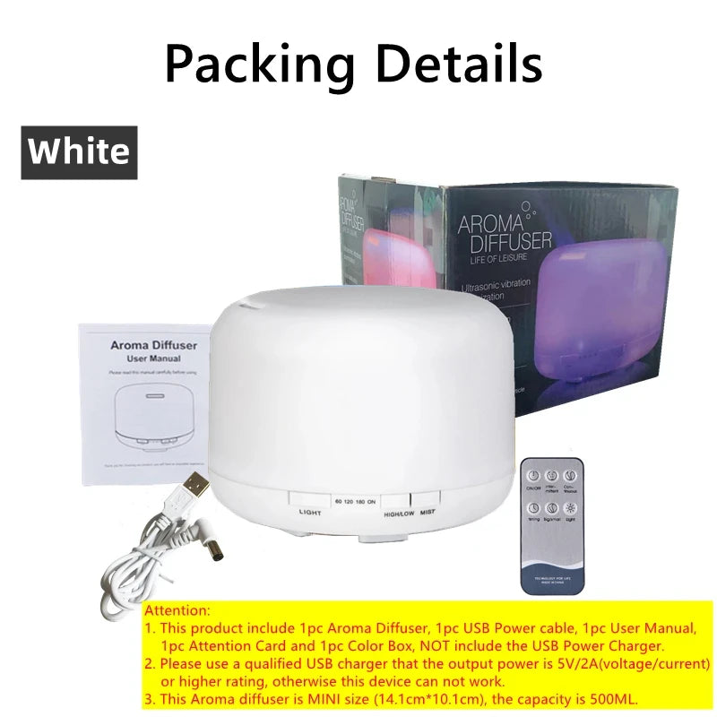 USB Wood Grain Aroma Diffuser, Essential Oil Diffuser, Air Humidifier with Remote Control, Colorful Night Lights For Home