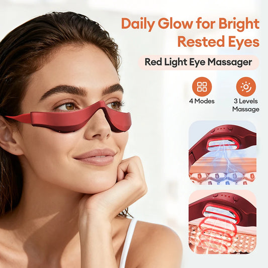 3D Eyes Relax Massager EMS Eye Massage Glasses Red Light Smooth Eye Fine Line Relax Massager Fatigue Relief Lighten Dark Circles