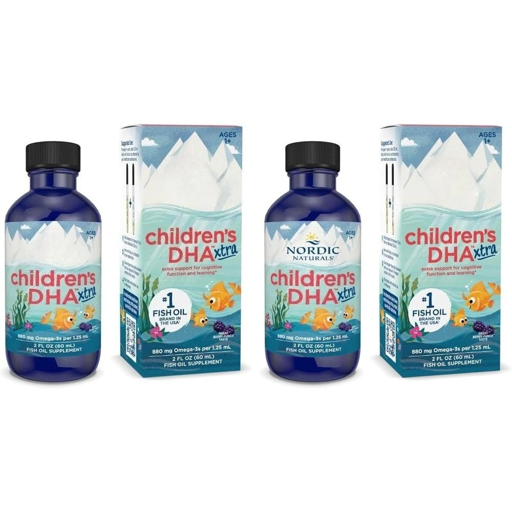 Children’s DHA Xtra Berry Punch 2 oz for Kids 880 mg Total Omega-3s with EPA DHA Cognitive Immune Function Learning 48 Servings