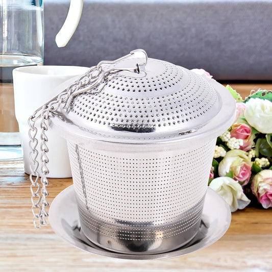 Stainless Steel Tea Infuser Ultra Fine Tea Strainer with Extended Chain Hook Mesh Tea Strainer for Brew Tea Spices & Seasonings