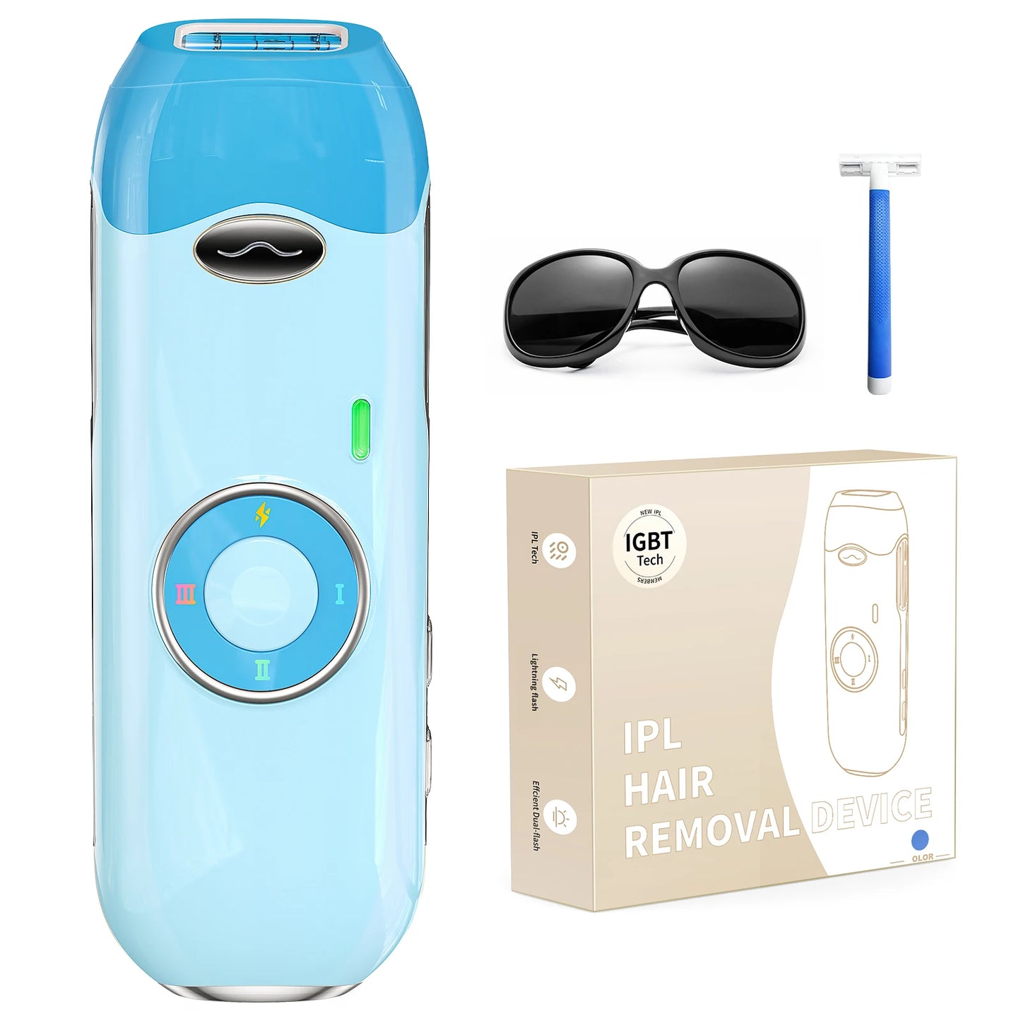 Laser Hair Removal IPL 0.8s Pulse Unlimted Flashes Painless Permanent Hair Remover for Women/Men Face/Bikini/Legs