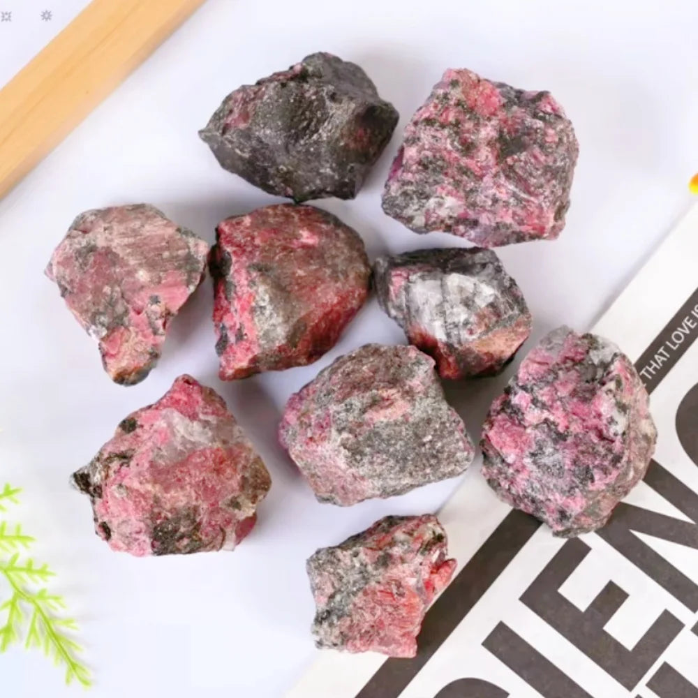 Natural Crystal Rhodonite Stone Pink With Black Healing Mineral Specimen for Meditation Crystal Gemstone Quartz Room Decor