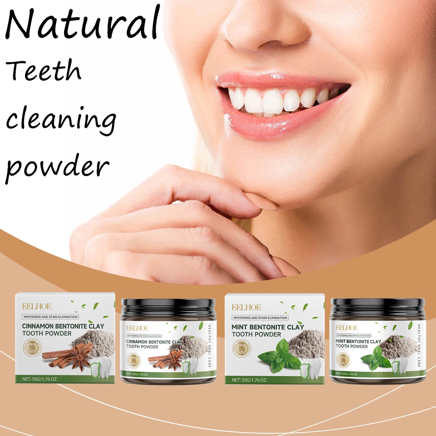 Natural Bentonite Clay Teeth Powder Cleaning Yellow Stains Promote Oral Health Remove Food Residues Refreshing Teeth Care Powder