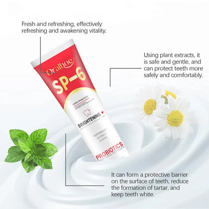 Oralhoe 120g Probiotic Toothpaste Sp-6 Whitening Tooth Powder Remove Plaque Stains Oral Hygiene Refreshing Breath Toothpaste
