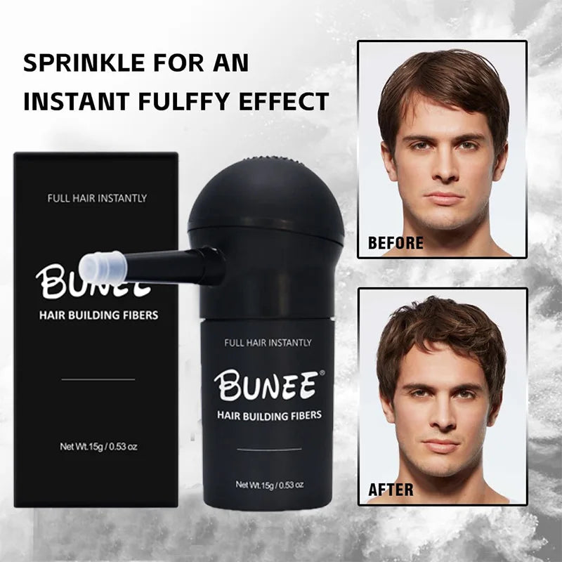 BUNEE Hair Fiber Set 15g: Men's natural hair-dense fibers for balding areas, fills part lines