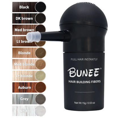 BUNEE Hair Fiber Set 15g: Men's natural hair-dense fibers for balding areas, fills part lines