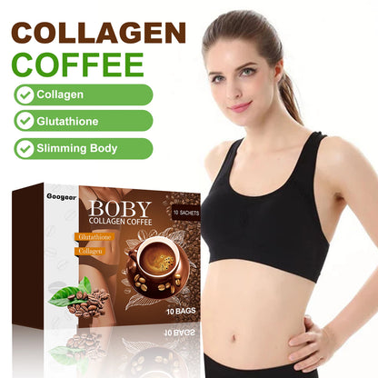 10pcs Googeer Collagen Coffee Tighten Thighs Abdomen Beauty Body Shape Curved Figure Antioxidant Refreshing Slimming Coffee