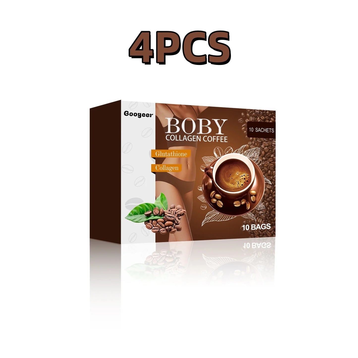 10pcs Googeer Collagen Coffee Tighten Thighs Abdomen Beauty Body Shape Curved Figure Antioxidant Refreshing Slimming Coffee