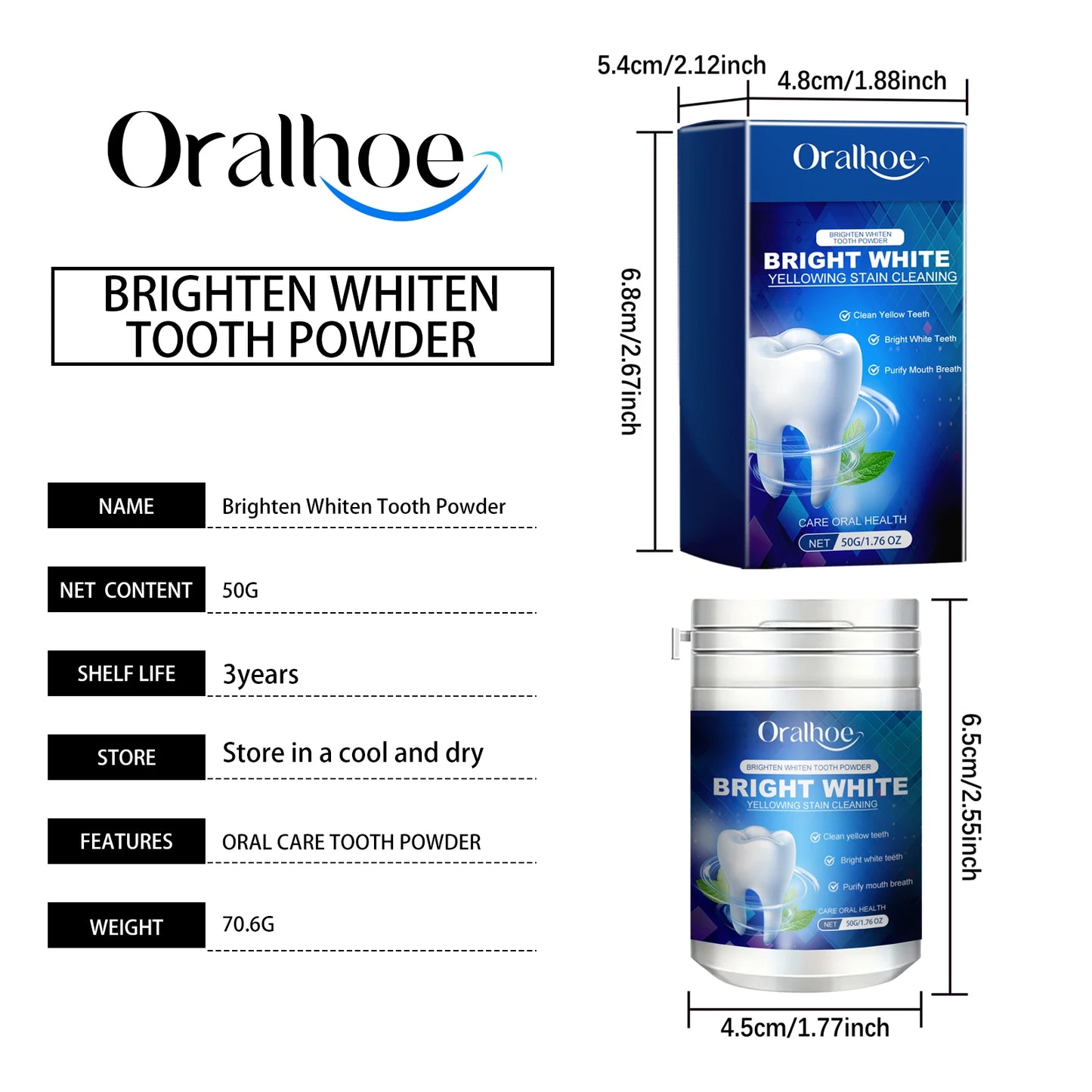Oralhoe 120g Probiotic Toothpaste Sp-6 Whitening Tooth Powder Remove Plaque Stains Oral Hygiene Refreshing Breath Toothpaste