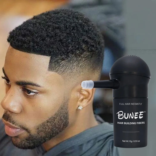 BUNEE Hair Fiber Set 15g: Men's natural hair-dense fibers for balding areas, fills part lines