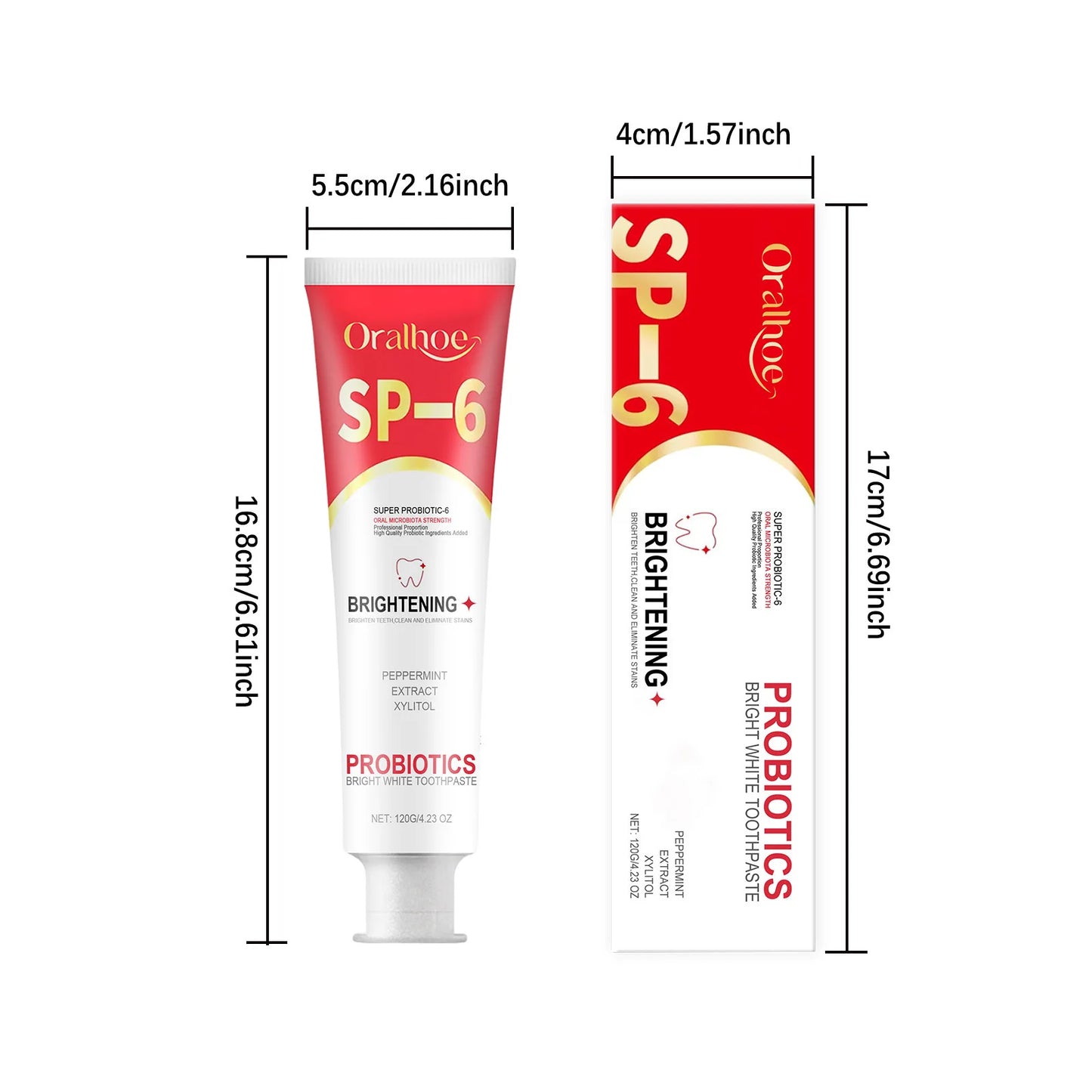 Oralhoe 120g Probiotic Toothpaste Sp-6 Whitening Tooth Powder Remove Plaque Stains Oral Hygiene Refreshing Breath Toothpaste