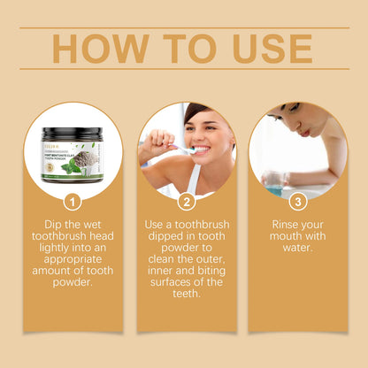 Natural Bentonite Clay Teeth Powder Cleaning Yellow Stains Promote Oral Health Remove Food Residues Refreshing Teeth Care Powder