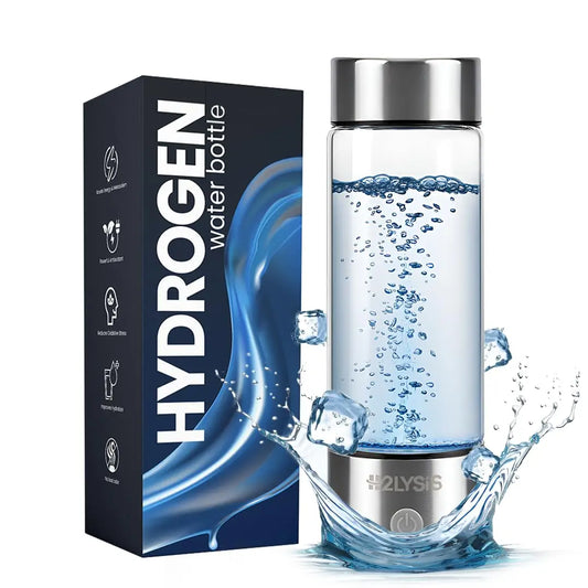 2025 New Glass Hydrogen Water Bottle, 14oz, 2200ppb in 3min, Portable H₂ Generator with SPE/PEM Tech, Rechargeable for Home, Off