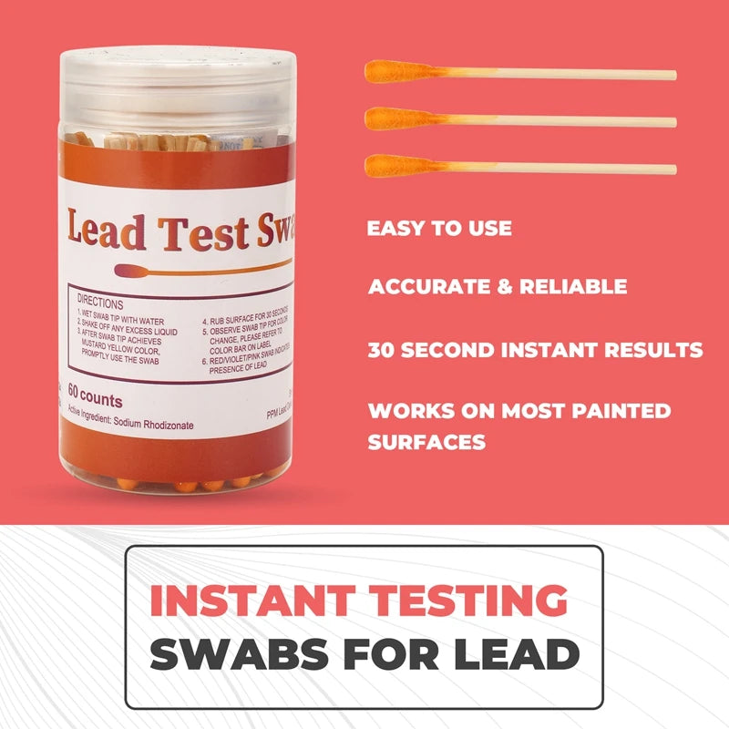 Lead Test Kit Swabs - Lead Paint Test Kit, Lead Check Swab For Home Use, Test Results In 30 Seconds