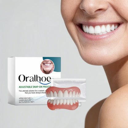 Moldable False Teeth Silicone Rline Dentures Veneers Teeth for Women Men Instant Smile Comfort Fit Upper and Lower Matching Set