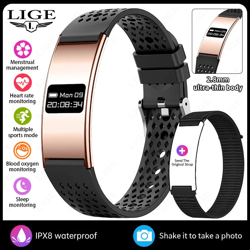 LIGE  Ultra-thin Smart Wristbands Heart Rate Health Monitoring Smart Bracelet Waterproof Sports Electronic Smart Watch