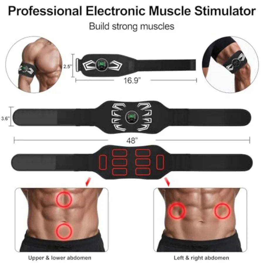 Electronic Muscle Stimulator for Core Arms Legs Fitness EMS Ab Machine Trainer for Men Women Workout Equipment with Adjustable