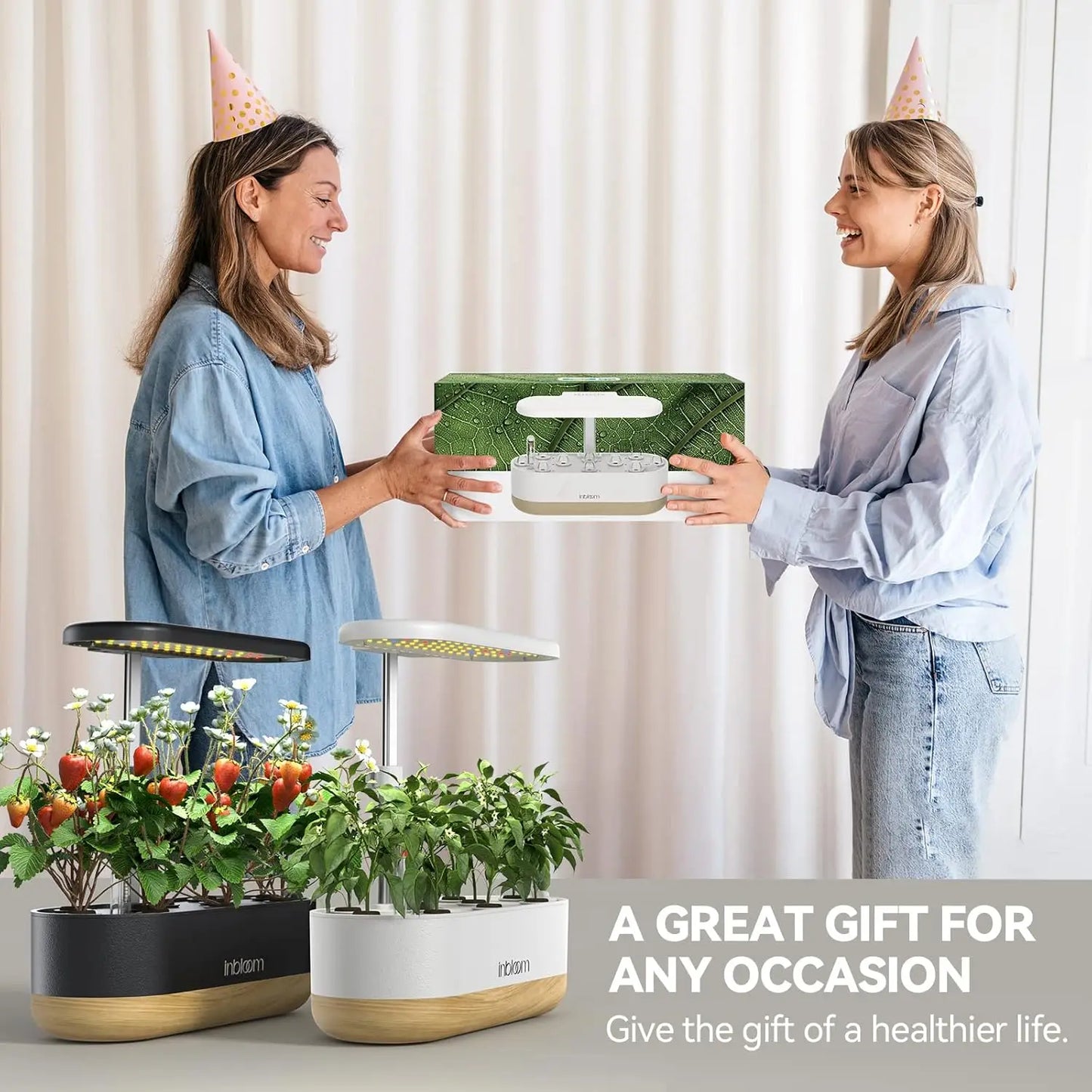 12-Pod Hydroponic Garden with LED Grow Light, Water Alarm, Timer & Adjustable Height - Perfect Indoor Gardening Gift