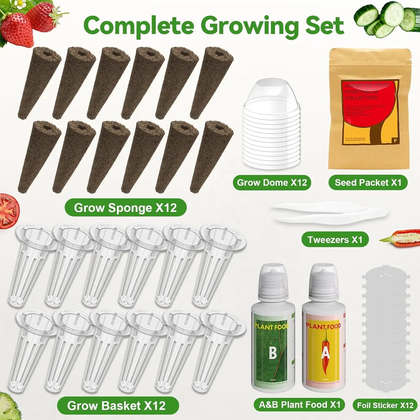12-Pod Fruit Seed Pod Kit for Hydroponic Growing System,