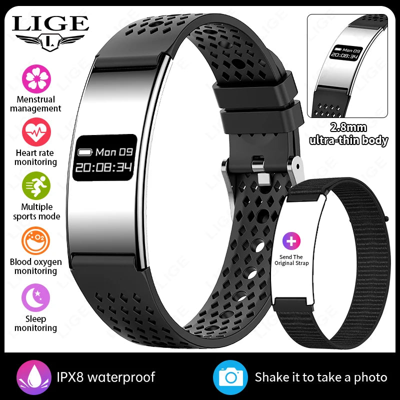 LIGE  Ultra-thin Smart Wristbands Heart Rate Health Monitoring Smart Bracelet Waterproof Sports Electronic Smart Watch