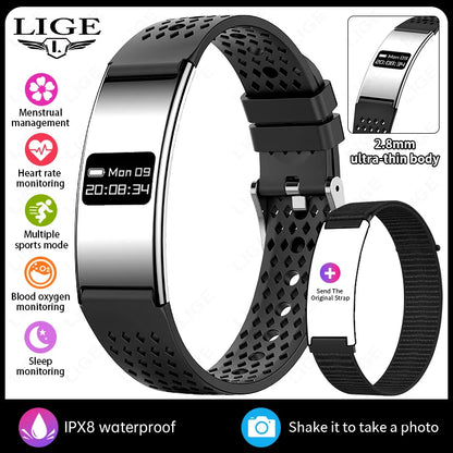 LIGE  Ultra-thin Smart Wristbands Heart Rate Health Monitoring Smart Bracelet Waterproof Sports Electronic Smart Watch