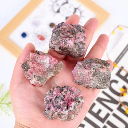 Natural Crystal Rhodonite Stone Pink With Black Healing Mineral Specimen for Meditation Crystal Gemstone Quartz Room Decor