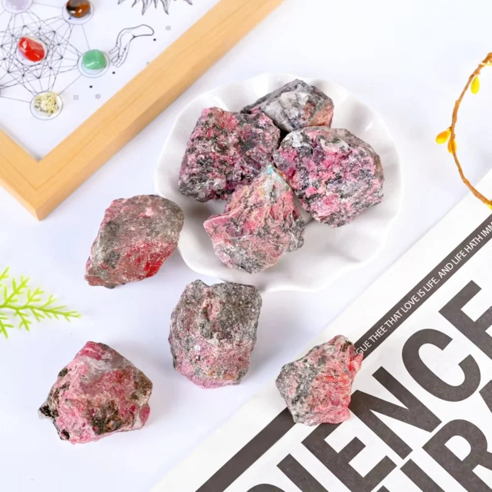 Natural Crystal Rhodonite Stone Pink With Black Healing Mineral Specimen for Meditation Crystal Gemstone Quartz Room Decor