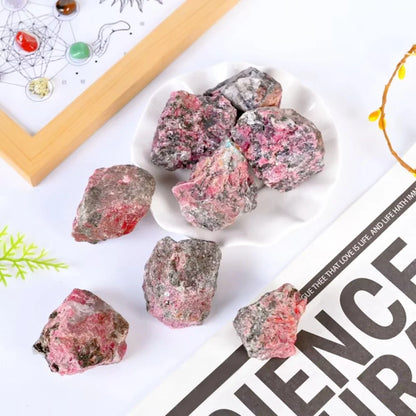 Natural Crystal Rhodonite Stone Pink With Black Healing Mineral Specimen for Meditation Crystal Gemstone Quartz Room Decor