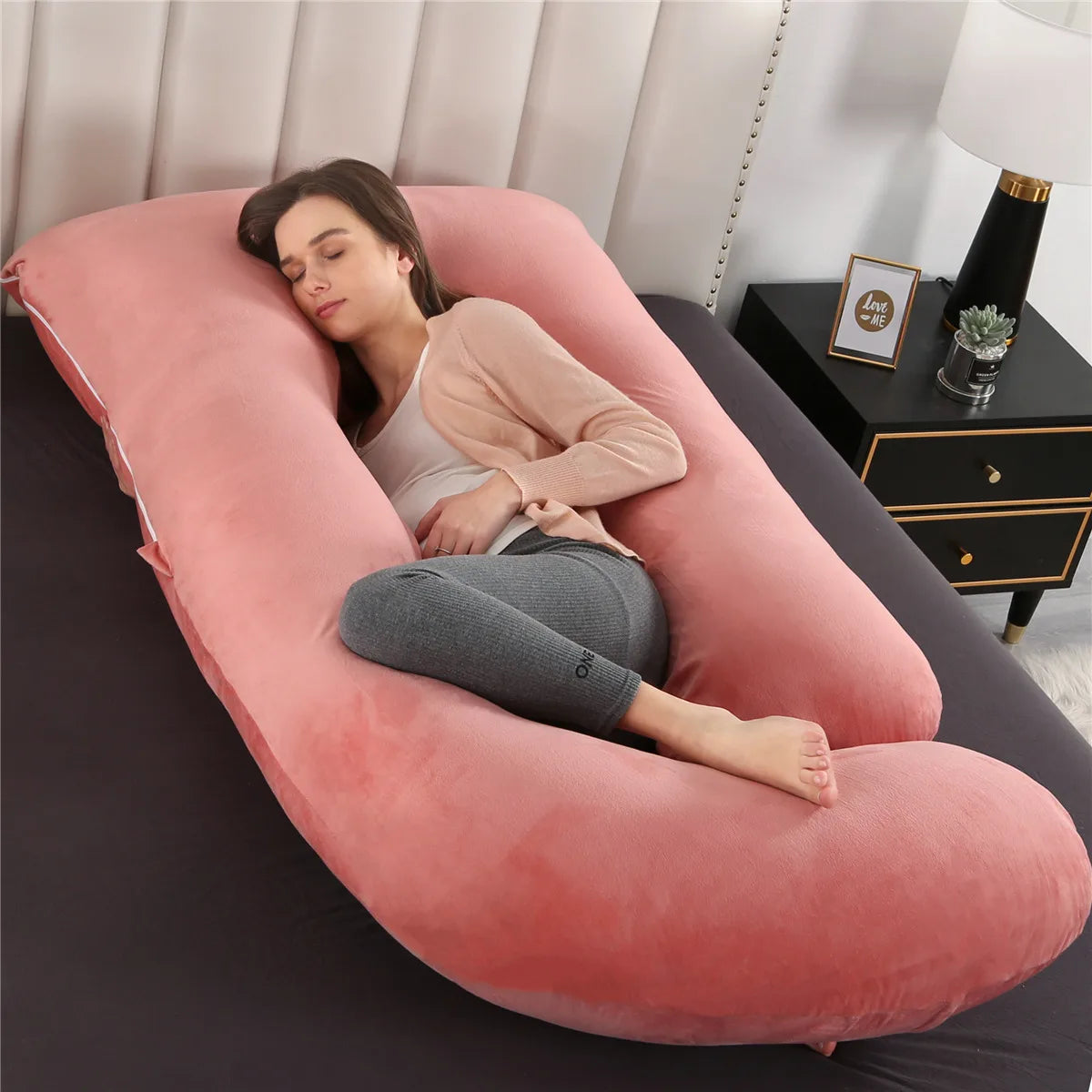 U Shaped Pregnancy Pillows with Cotton Removable Cover, Full Body Pillow Maternity Support,Must Have for Pregnant Women