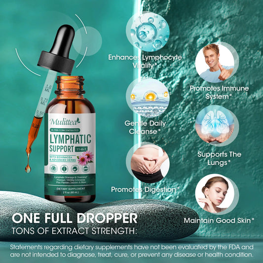 Mulittea lymph drops support the lymphatic system with echinacea detoxification and cleansing Immune support