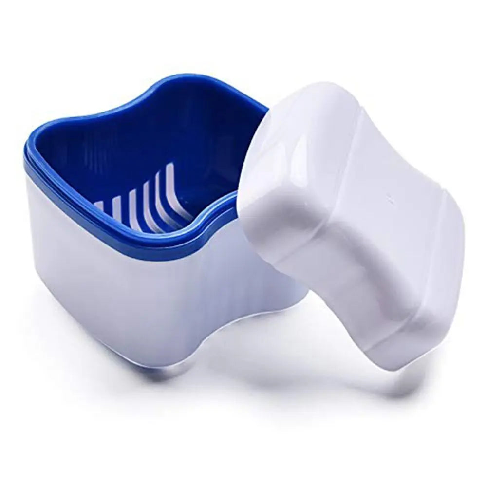 Travel Double-layer Storage Box Cleaner Brush Denture Case Dentures Container with Basket Denture Box Bath