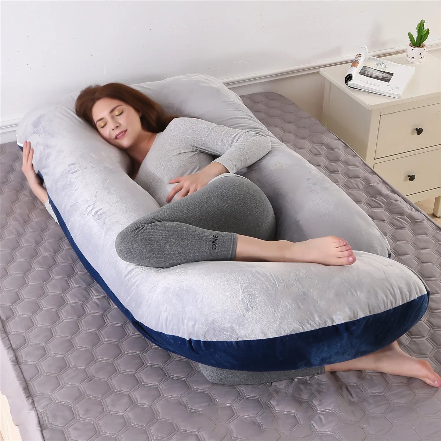 U Shaped Pregnancy Pillows with Cotton Removable Cover, Full Body Pillow Maternity Support,Must Have for Pregnant Women
