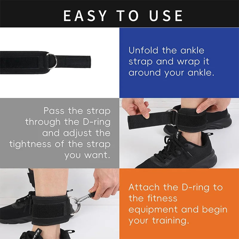 Fitness Ankle Straps Adjustable D-Ring Support Cuffs Gym Leg Strength Workouts Pulley With Buckle Sports Guard Safety Abductors